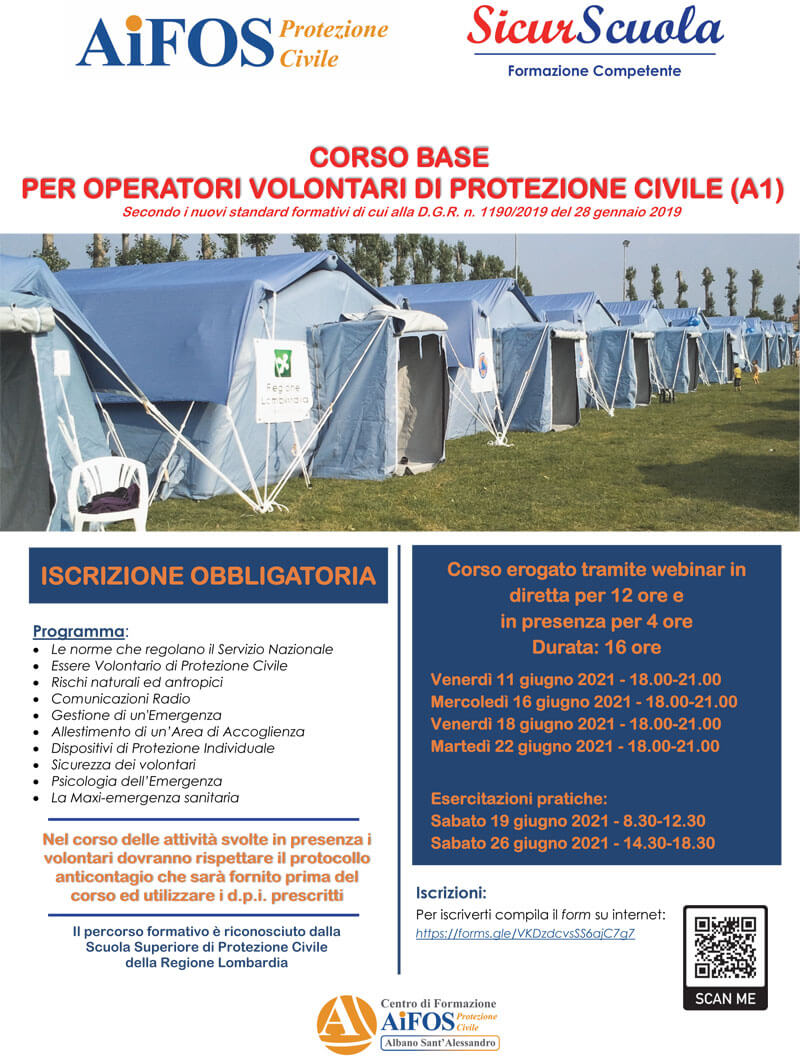 Corso Base per Operatori Volontari di Protezione Civile